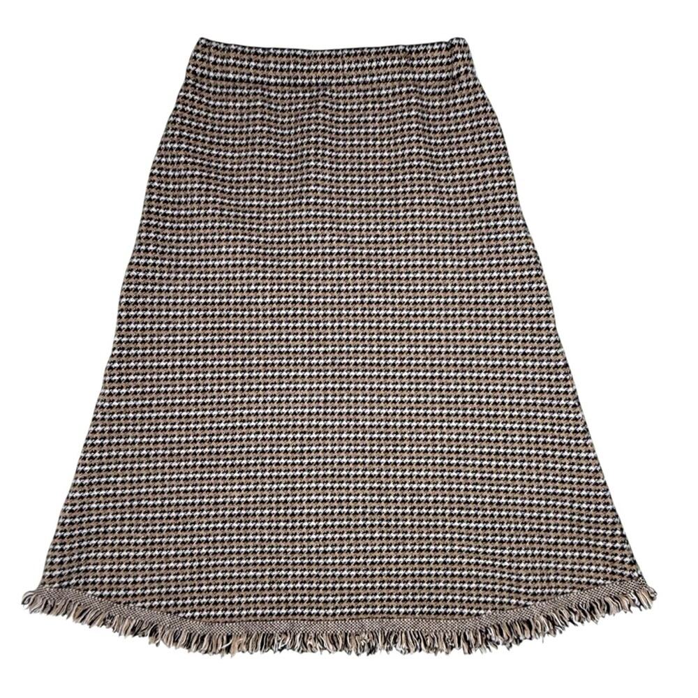 Chicwish Houndstooth A-Line Skirt with Fringe